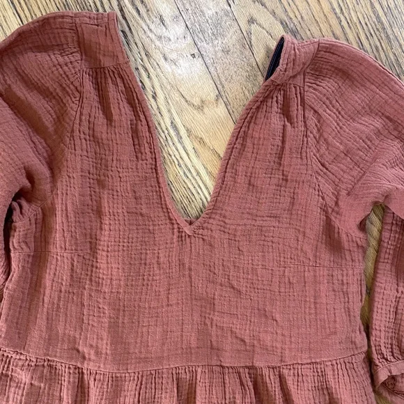 Madewell Lightspun Burnt Clay Orange Midi Dress Sz M New with Tags - Picture 12 of 13